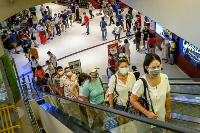 Long queues to enter Bangkok's plush Siam Paragon mall