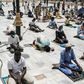 Senegalese Muslim worshippers in Dakar kept up with social distancing practises before Friday prayers