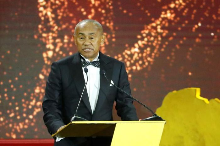 CAF president Ahmad Ahmad speaks during an awards ceremony in Egypt this year