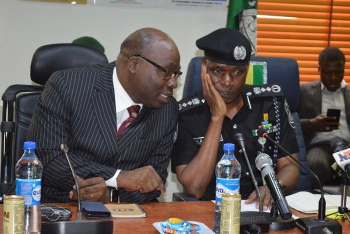 ICPC Chairman, Prof. Bolaji Owasanoye (left) with I-G Muhammed Adamu at the meeting. Photo: ICPC.