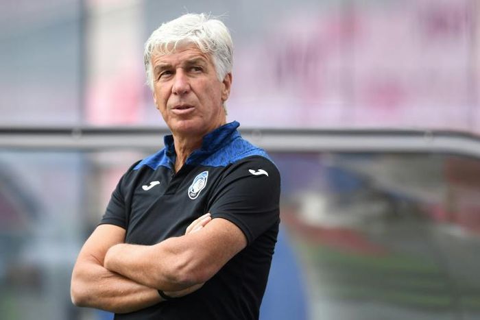 Atalanta coach Gian Piero Gasperini at the Estadio da Luz in Lisbon on Tuesday