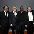 Directors Alejandro Gonzalez Inarritu, Alfonso Cuaron and  Guillermo del Toro -- pictured with Lee Daniels (center) and, Julian Schnabel (2nd from right) -- said their fund was for anyone working in movies in need of financial help