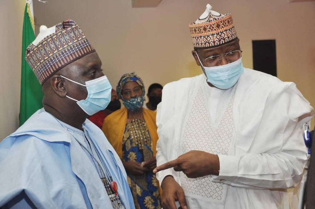 L-R: Sen. Ibrahim Oloriegbe, Member, Senate Committee on Communications and Prof. Umar Danbatta, Executive Vice Chairman/CEO, Nigerian Communications Commission (NCC) during the committee’s screening of Danbatta for his reappointment as EVC of NCC at t...