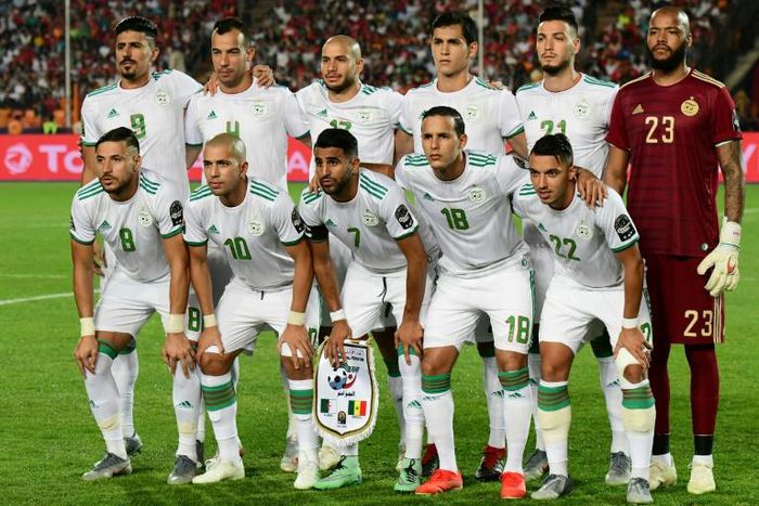 Algeria pose before defeating Senegal in the 2019 Africa Cup of Nations final in Cairo to win the competition a second time