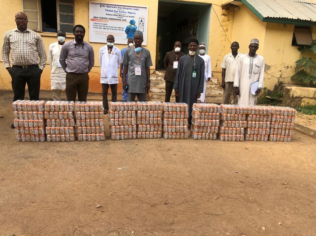 L-R: Brewery Security Manager, Kaduna, Nigerian Breweries Plc, Monday Omokagbo ;, Corporate Affairs Manager, North, Nigerian Breweries Plc, Danjuma John-Ekele and a member of the Kaduna State COVID-19 Medical Team and Permanent Secretary, Ministry of H...