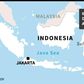 Map locating a 6.9-magnitued earthquake that struck 220 km south of the Indonesian island of Sulawesi on Friday.