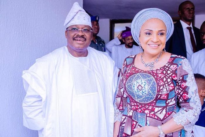 The late former Oyo State governor, Abiola Ajimobi, with his wife, Florence [Vanguard]