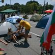 At the crossroads: Protesters set up camp in downtown Sofia