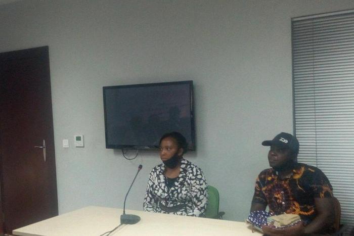 A couple, Mrs Ndubisi Obiechina and Mr Ndubisi Obiechina, giving evidence against the disbanded SARS before the Lagos State Judicial Panel on Saturday (NAN)