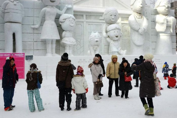 Sazae-san is a hugely popular and long-running cartoon in Japan, where its characters have been featured at the annual Sapporo snow festival