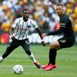 Orlando Pirates midfielder Fortune Makaringe (L) was foiled by the woodwork in a 0-0 draw against Mamelodi Sundowns when the South African Premiership resumed Tuesday.