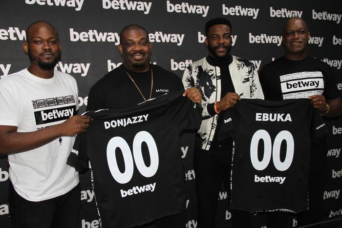 L-R: Lere Awokoya; Country Manager, Betway Nigeria, Don Jazzy; Superstar producer, Ebuka Obi-Uchendu; Media Personality and BBNaija Host and Chris Ubosi; Managing Director, Megalectrics Limited and Director, Digibay during the Betway BBNaija Ambassador...