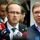 Kosovo Prime Minister Avdullah Hoti (L) and Serbian President Aleksandar Vucic (R) will meet at the White House in Washington to discuss economic cooperation