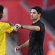 Arsenal coach Mikel Arteta (right) is a big fan of Bukayo Saka (left)