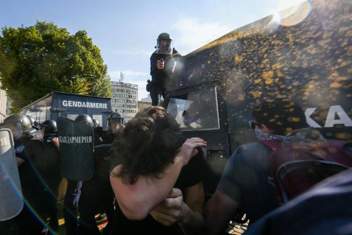 Health officials said almost 200 people had to receive medical attention over the course of the day, including 120 police officers.