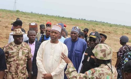 Borno State governor, Babagana Zulum (middle), recently faulted the Army for not doing enough to secure communities troubled by Boko Haram [The Nigerian Voice]