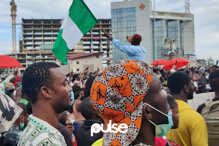 #EndSARS protesters at the Lekki Toll Gate, Lagos