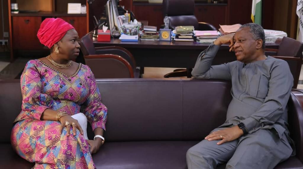 Chairman/CEO Nigerians in Diaspora Commission (NIDCOM), Hon. Abike Dabiri-Erewa and Foreign Affairs Minister, Geoffrey Onyeama. [Twitter]