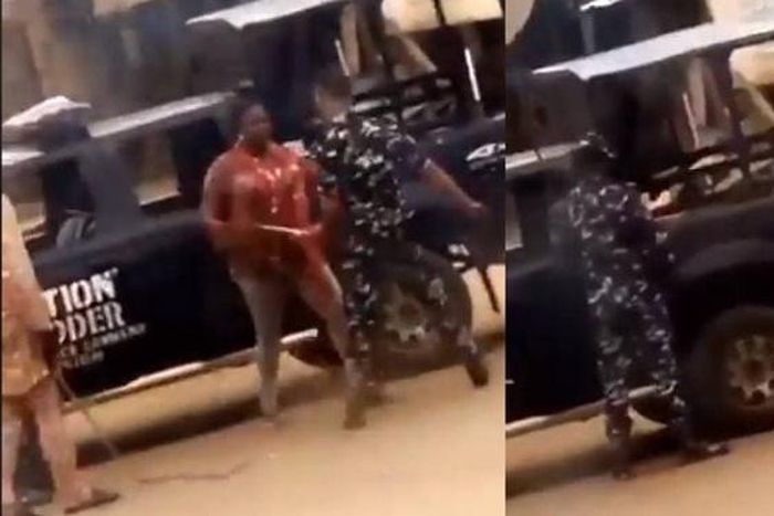 Nigerian police flog poor woman in public so mercilessly that IGP could not believe his eyes (video)