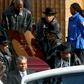 The coffin of Run-DMC's Jam Master Jay, the rapper born Jason Mizell, is carried out of a Queens Cathedral after his funeral on November 5, 2002