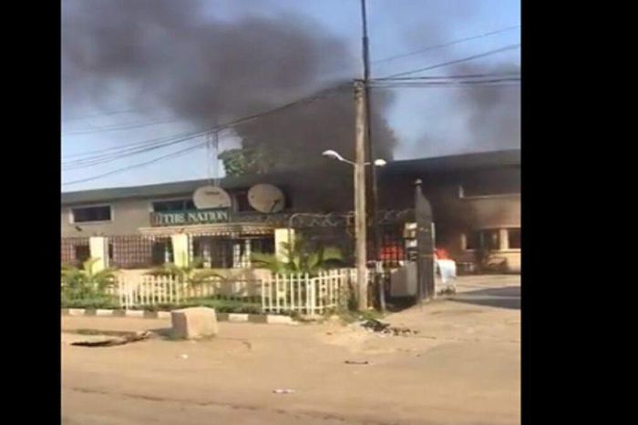 The Nation newspaper head office at Matori , Lagos set on fire (firstnews)