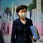 The United States has imposed sanctions on Hong Kong Chief Executive Carrie Lam, seen here leaving a news conference on July 31, 2020