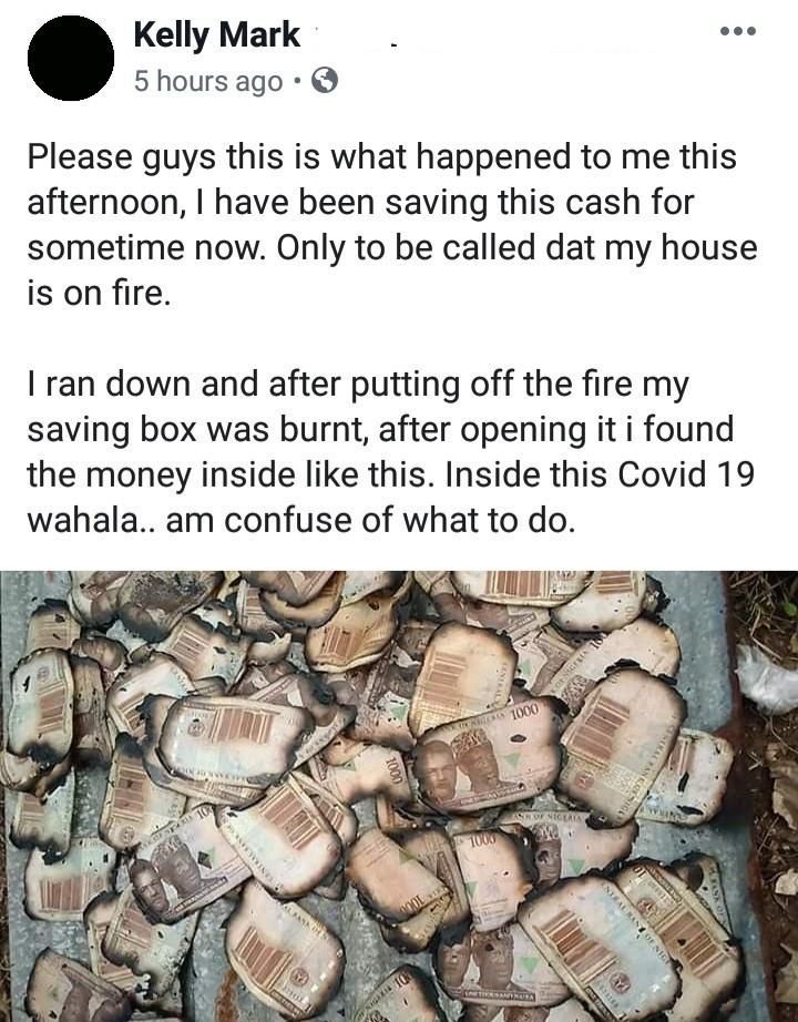 “Inside this COVID-19... I'm confused about what to do” - Man cries after losing money box to fire