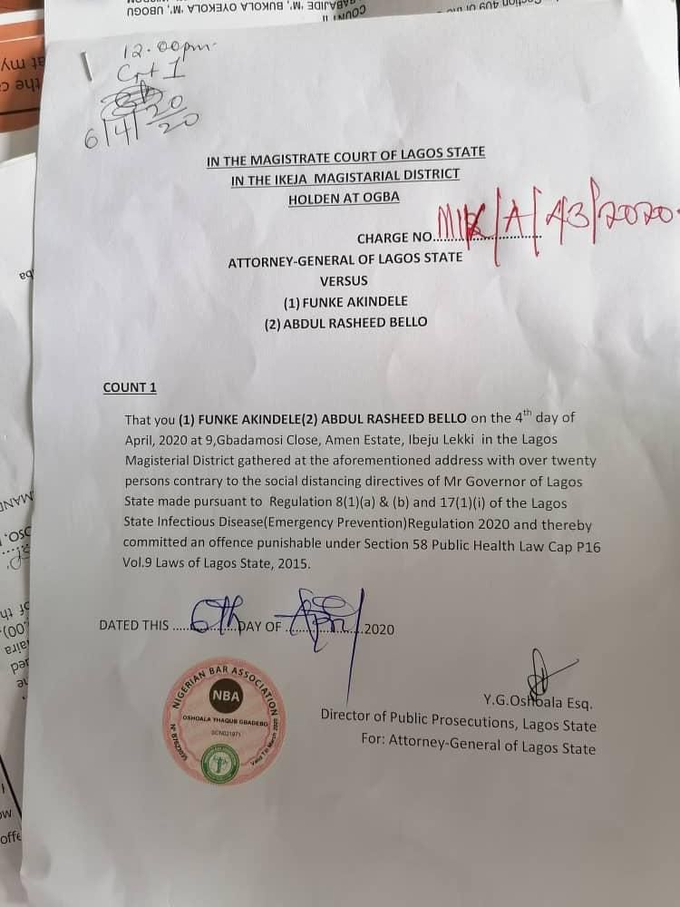 The charges filed against Funke Akindele and her husband, JJC Skillz [Lawanson]