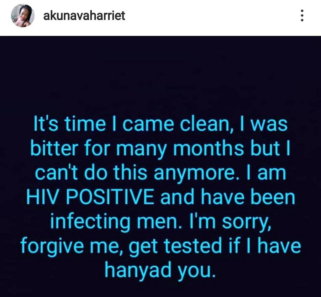 HIV positive lady claims she's been infecting men deliberately out of bitterness