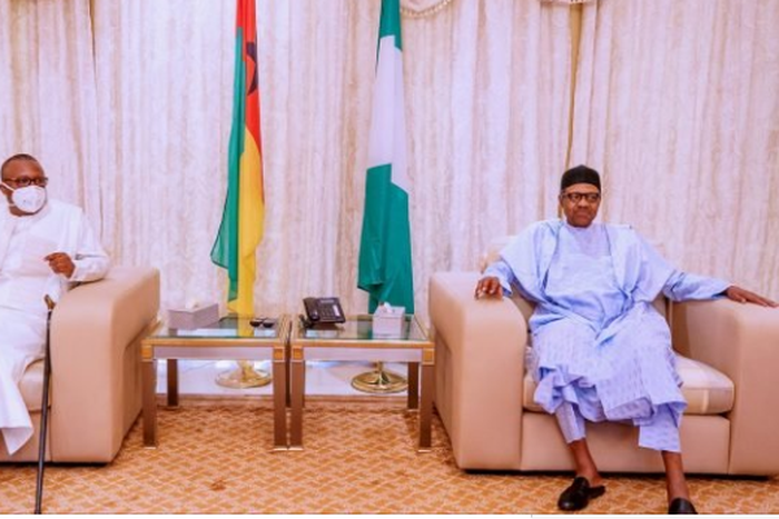 Guinea Bissau President Umaro Sissoco Embalo with President Muhammadu Buhari on Saturday, May 16, 2020. (TheCable)