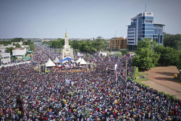 Thousands of people gathered for a demonstration in Bamako on June 19