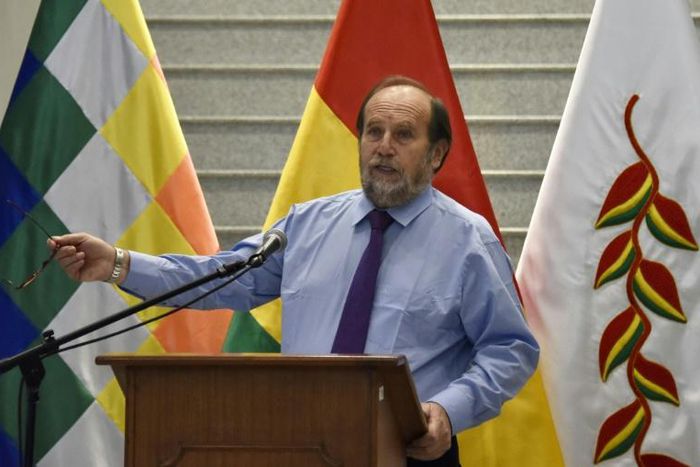 Health minister Marcelo Navajas (pictured April 2020) was detained by police in La Paz on suspicion of corruption after it came to light that Bolivia had bought ventilators at grossly inflated prices