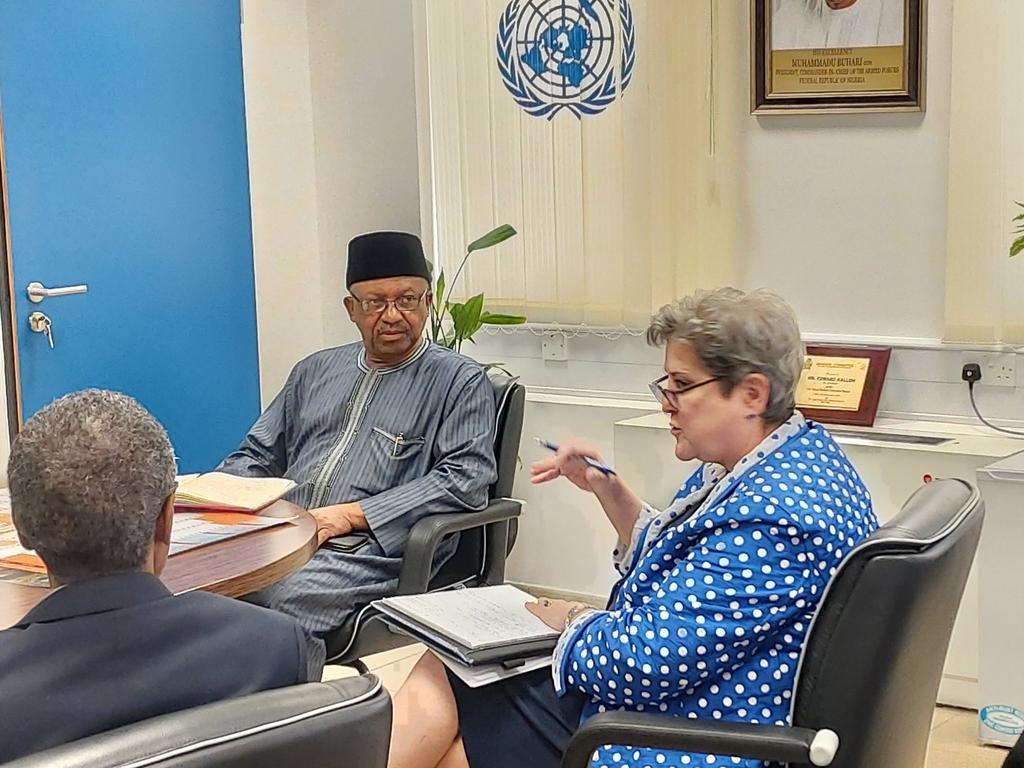 Nigeria's Minister of Health, Dr. Osagie Ehanire at a meeting with the EU Ambassadors. [Twitter/@EdwardKallon]