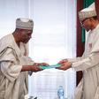 President Muhammadu Buhari receives the report of the Presidential Review Panel on National Intelligence Agency (NIA) from former Minister of Foreign Affairs, Ambassador Babagana Kingibe at the Presidential Villa on Tuesday, December 19, 2017