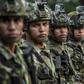 Colombian soldiers at a ceremony to present a new battalion in Medellin on February 11,2020
