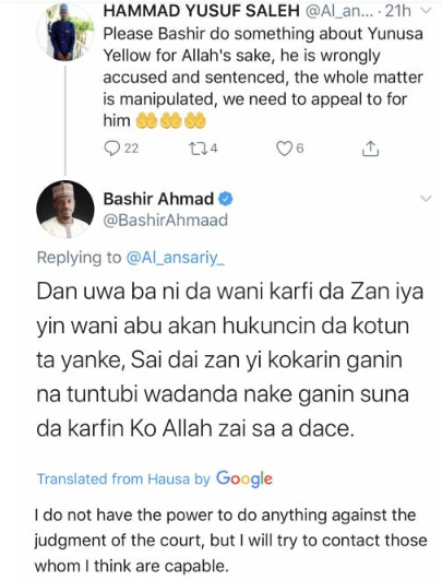 A screenshot of the conversation between Ahmad and one of his followers on Twitter.