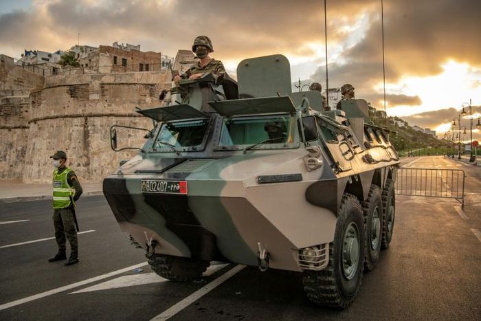 Moroccan soldiers patrol the city of Tangiers in August amid a new outbreak of the novel coronavirus
