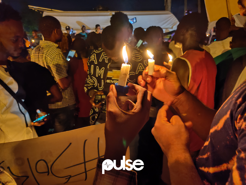 Candle light ceremony for victims of police brutality by #EndSARS protesters on Friday, October 16, 2020