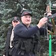 State TV showed President Alexander Lukashenko wielding a rifle as opponents mobilised at the weekend