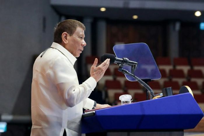 President Rodrigo Duterte delivering his annual State of the Nation Address to congress in Manila in a picture provided by the Philippines' Presidential Photo Division