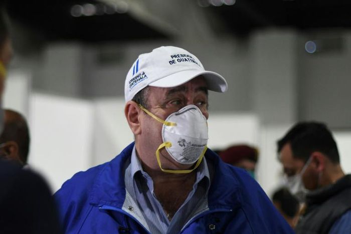 Guatemalan President Alejandro Giammattei is pictured during a press conference in Guatemala City in March 2020