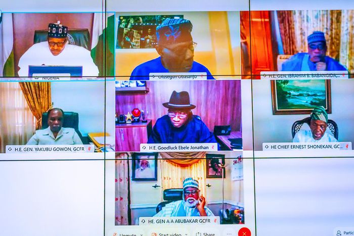 President Buhari holds virtual meeting with former Heads of State on Friday, October 23, 2020 (Presidency)
