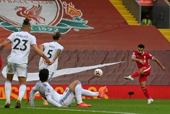 Mohamed Salah scored a hat-trick as Liverpool beat Leeds 4-3