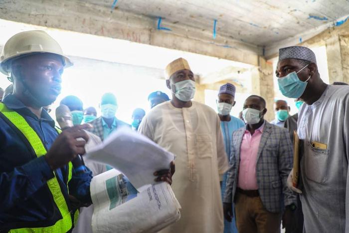 Borno governor, Prof. Babagana Umara Zulum inspecting some ongoing projects in the state. [Twitter/@ProfZulum]