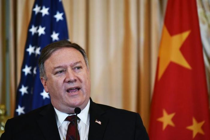 US Secretary of State Mike Pompeo (pictured November 2018), who had earlier denounced China for preventing Hong Kong's annual commemoration, tweeted a photo of his meeting with Tiananmen Square survivors