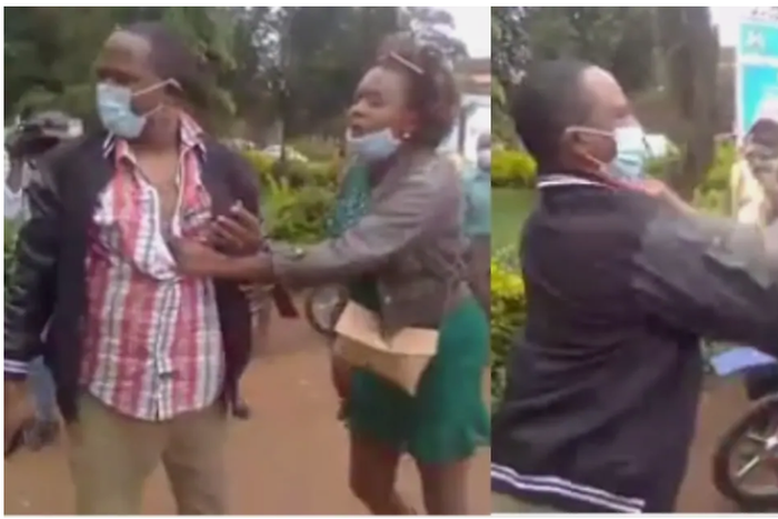 Fearless baby mama hijacks retired police commander in public over child’s 'chop money' arrears (video)