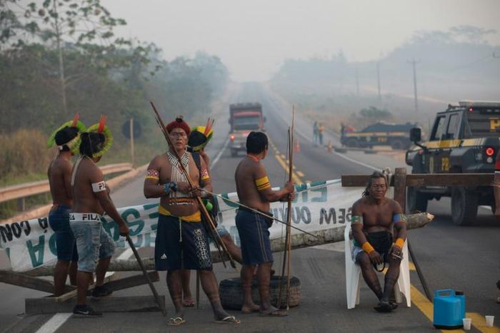 Members of the Kayapo indigenous group had blocked highway BR163 during a protest in the outskirts of Novo Progresso in Para State, Brazil