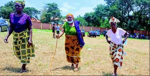 Elderly women heading home after casting their votes. (Punch)