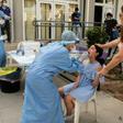 A Cypriot schoolgirl undergoes a swab test for the coronavirus on her first day back at school in the capital Nicosia after the lifting of a two-month lockdown