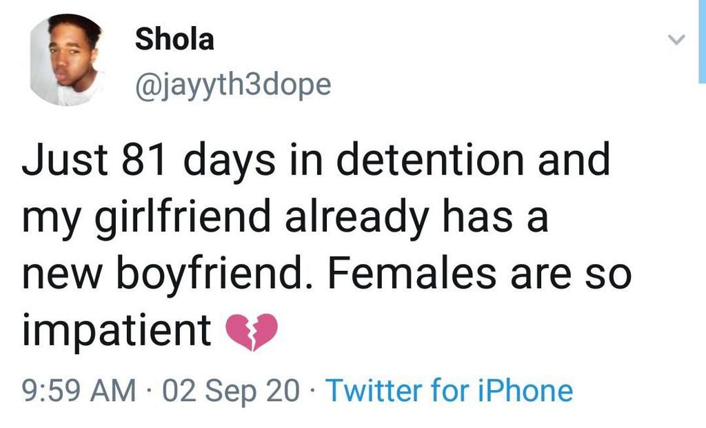 “Just 81 days in detention and my girlfriend already has a new boyfriend” – Man cries
